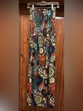 Strapless Multi-Color Printed Maxi Dress